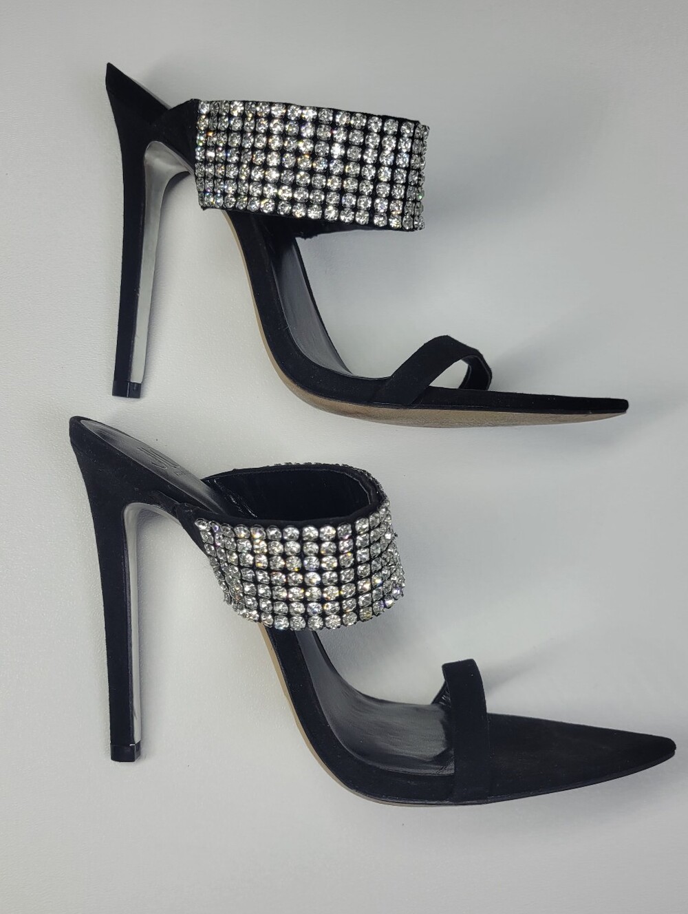 Sparkly Rhinestone Black Stiletto J Lo Heels Sz 8 Sexy Bling